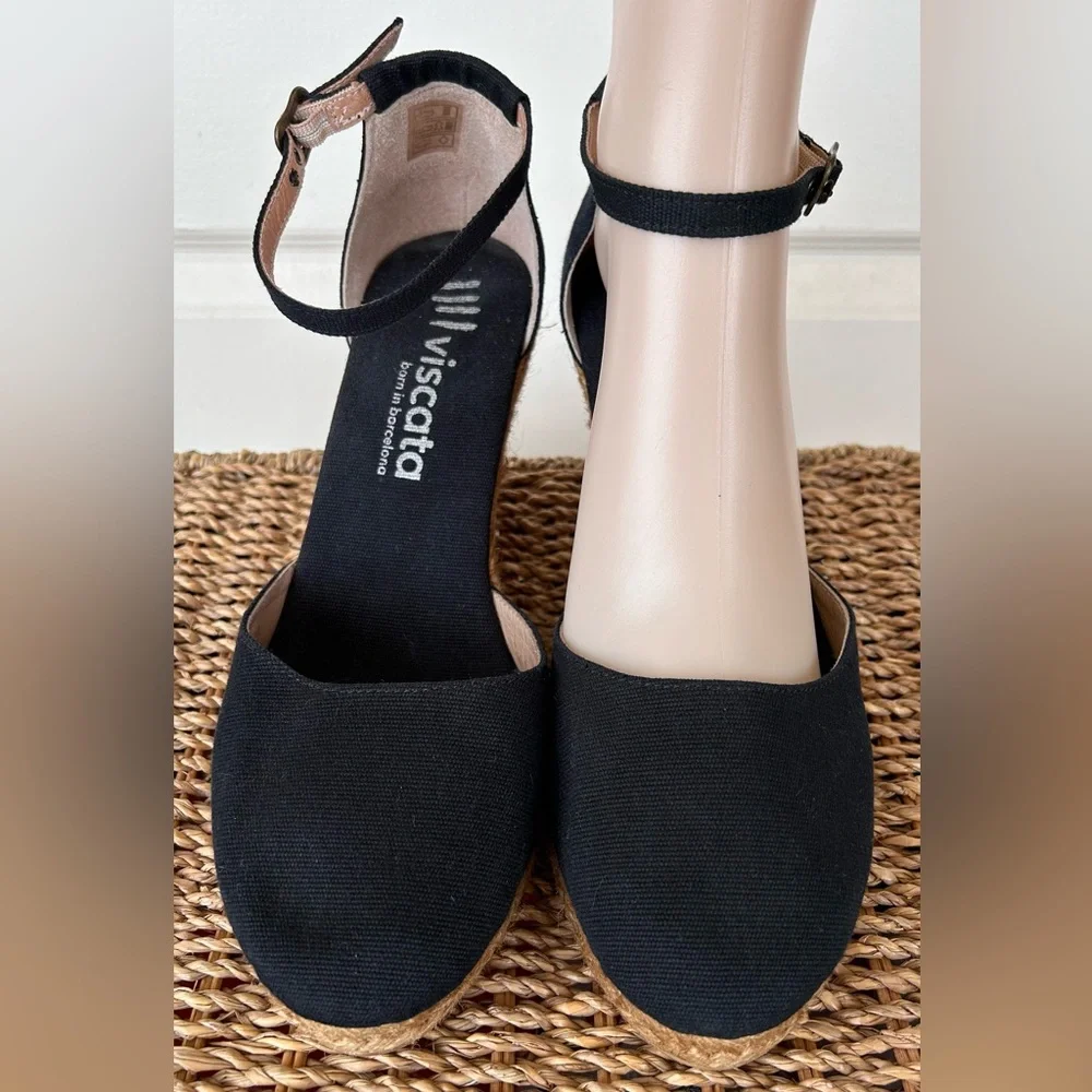 Viscata Brand Women’s Espadrille Wedges Closed Toe Adjustable Buckle Size‎ EU 41